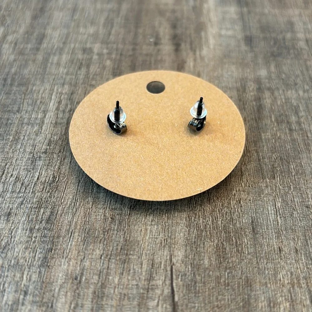 Homemade Earrings - 12mm diameter circle -‎ post style - animal print - cow